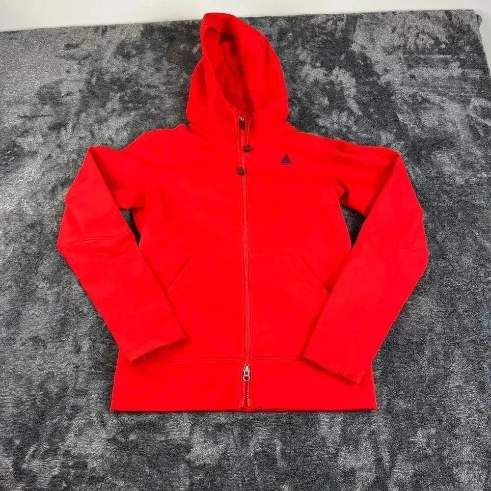 Nike Acg Full Zip Hoodie Soft Shell Jacket Women's S Red Pockets Athletic